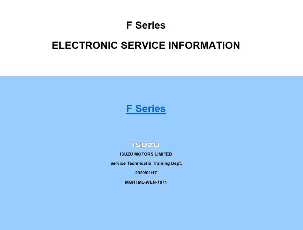 

for ISUZU Truck [2019-2020] Workshop Manual Service Technical, DTC & ETM (Wiring Diagram)