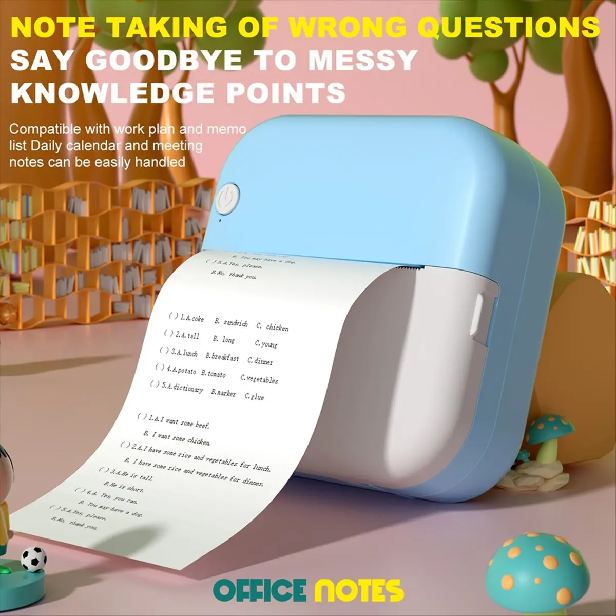 MYdaY- Portable Mini Pocket Printer Note Photo Label Memo Printing Bluetooth Wireless Inkless Thermal Printer 200dpi Blue