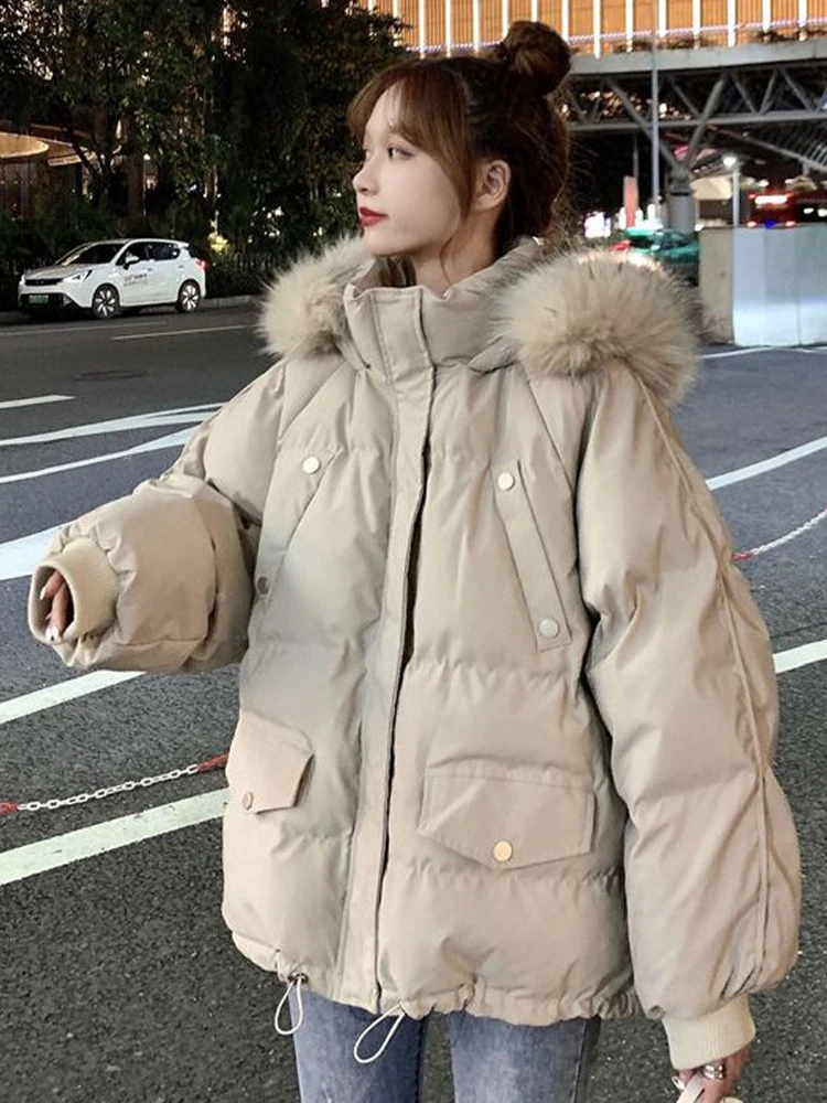 Winter Hooded Coat Women Oversized Warm Thick Parkas Female Korean Fashion Down Padding Jackets Casual Stand Collar Outerwear