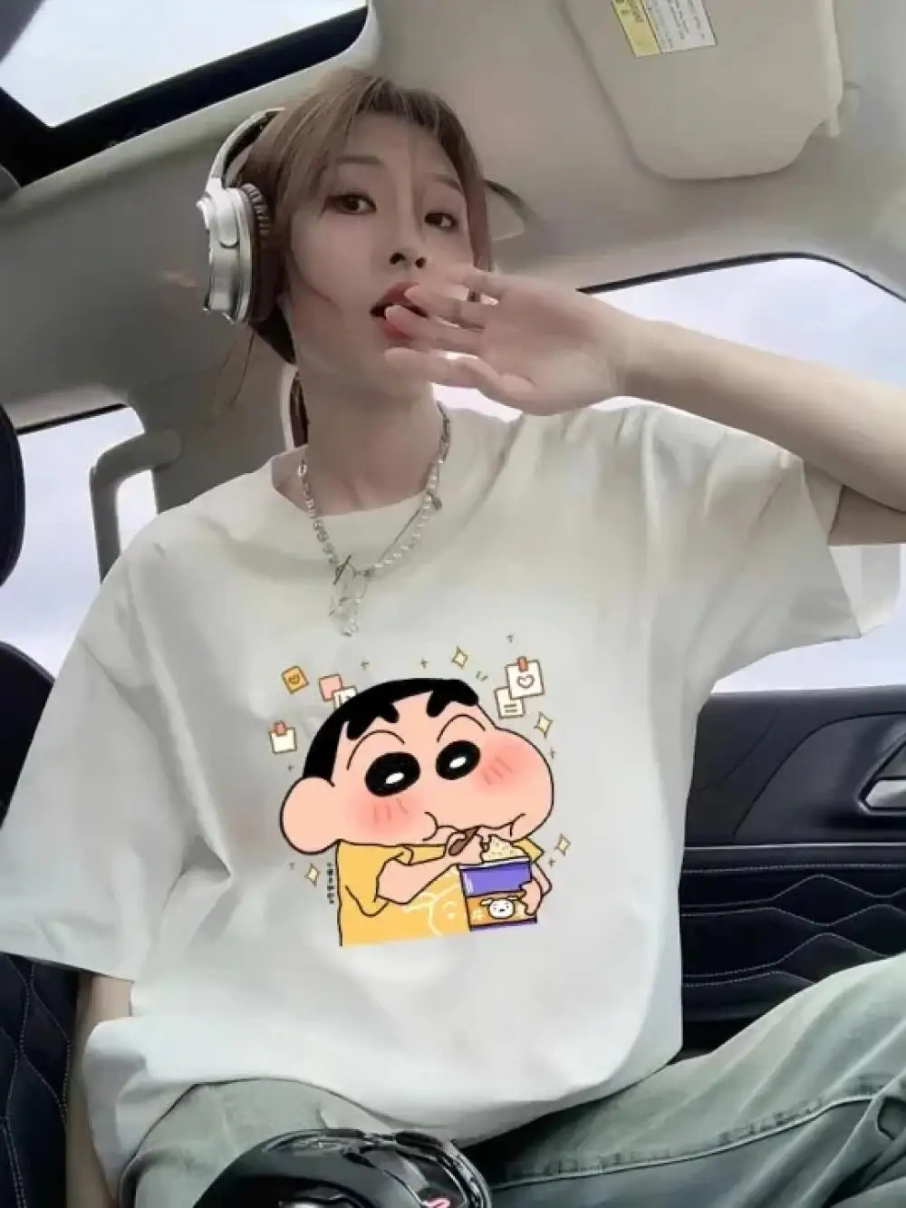 Crayon Shin Chan Couple T Shirt Men Women Oversized Cute Cartoon Graphic Short Sleeve Casual Tee Top