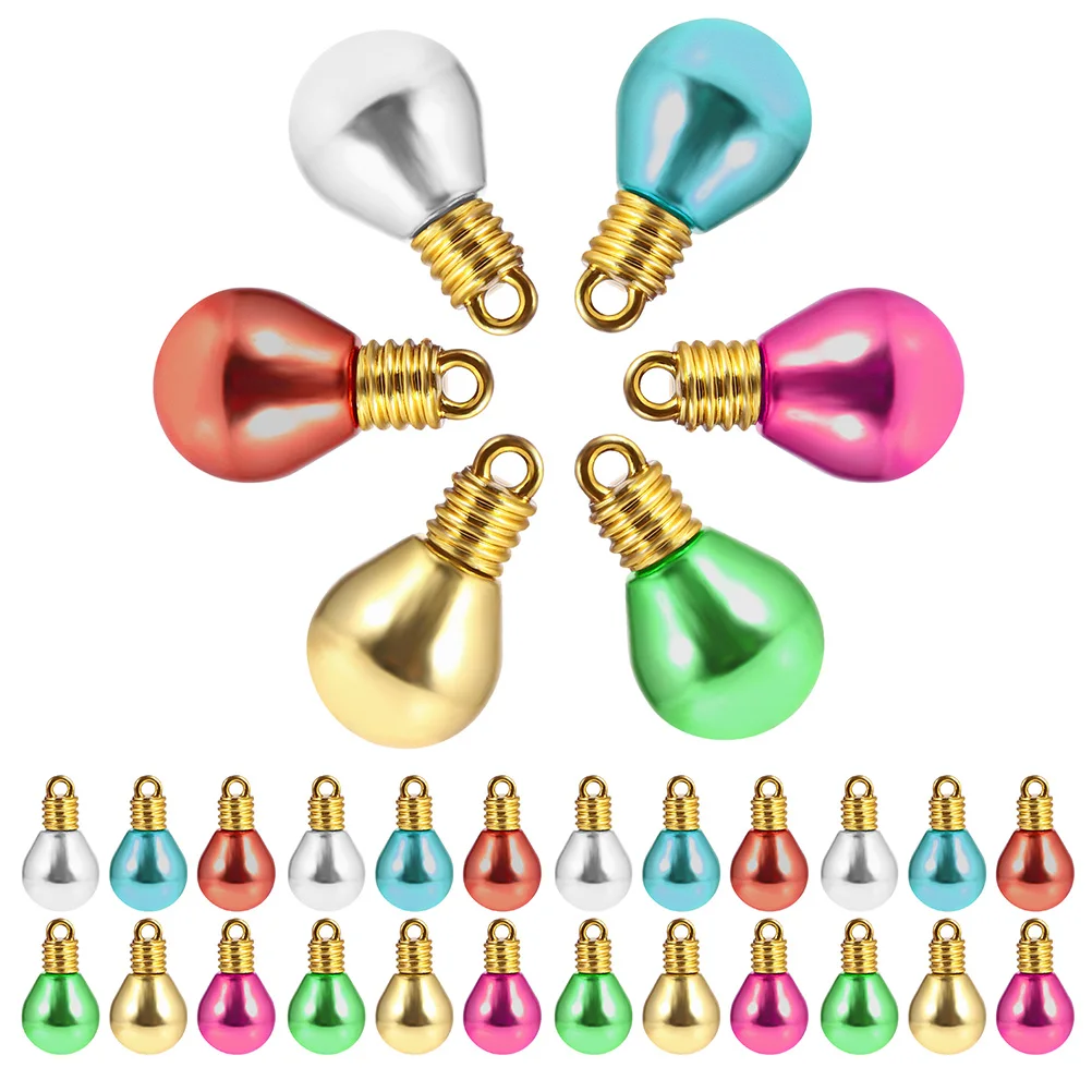 

100 Pcs Christmas Light Bulbs Beads Plastic Design Beading Decoration Accessory