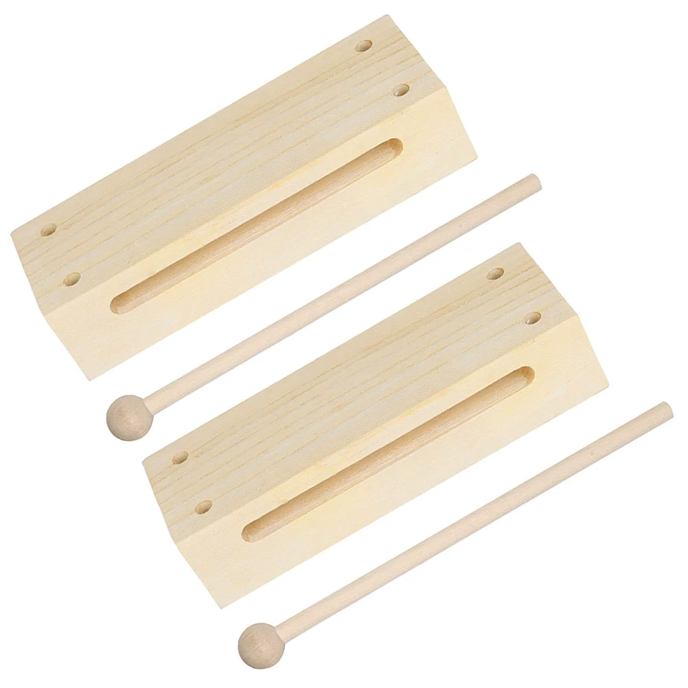 

2 Sets Wood Rhythm Instruments Wood Block Percussion Kit Mallets Resonant Beechwood Blocks Portable Hand Percussion Accessories