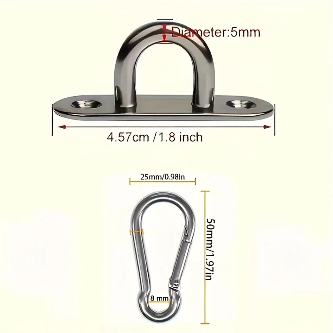 40-Piece Set Stainless Steel 1.8-Inch Pad Eye Hooks And Spring Hooks High Strength Ceiling Wall Mount Hardware Accessories