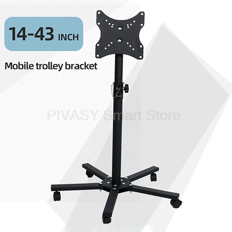 

Universal TV Trolley Floor Stand Elevation-adjustable Non-punching LCD Monitor Stand for 14"-43" Portable Rolling TV Holder