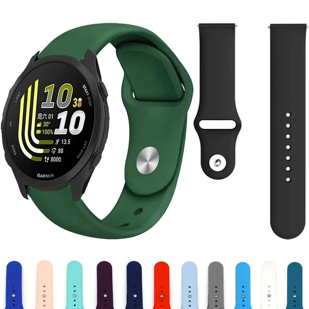 Силиконовый ремешок 18 мм, 20 мм, 22 мм для Garmin Forerunner 70, 170, 165, 55, 570, 970, 265S/Venu 4, 3, 2, а также для Huawei Watch GT6, 5, 4