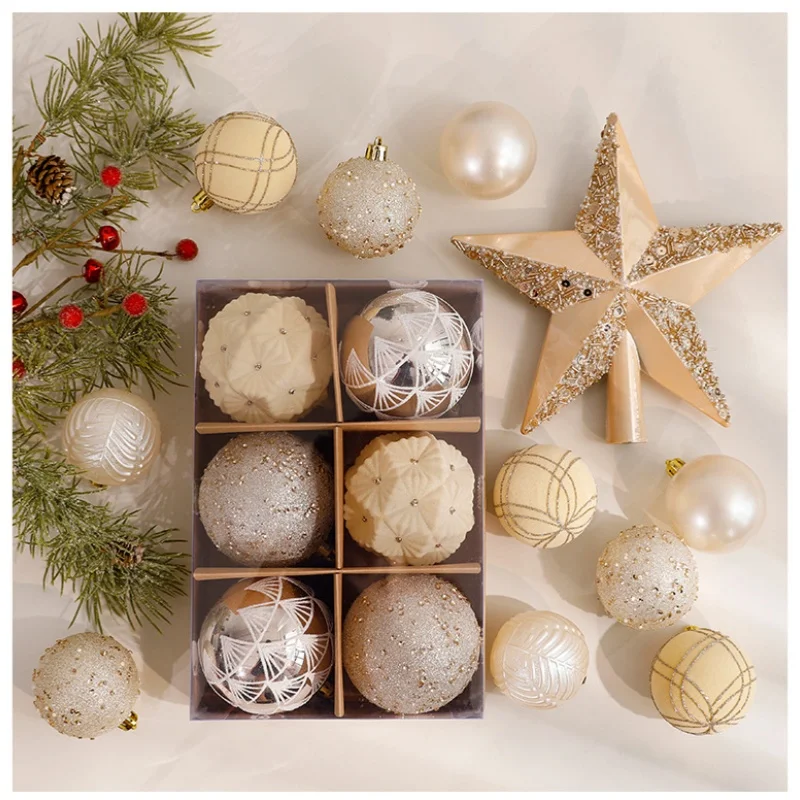

New Christmas Decoration Ball Golden Flocking Colorful Christmas Tree Decor Scene Layout Decor Artifacts Christmas Tree Topper