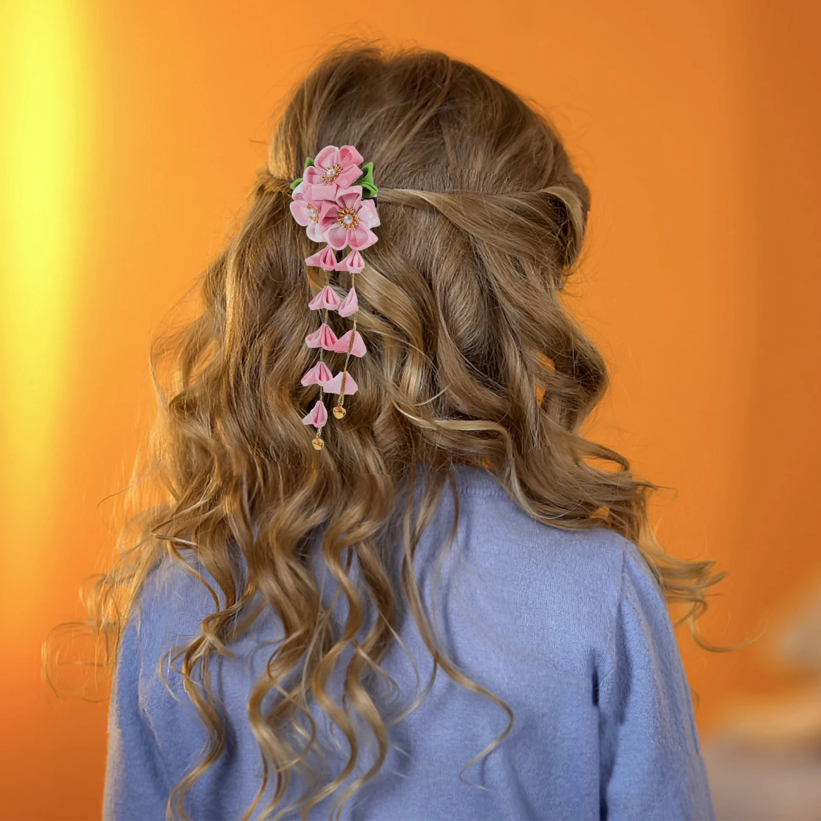 

2Pcs Fabric Floral Headband Light Pink Japanese Style Exquisite Hair Accessories for Women Girls Elegant Charming Hairwear