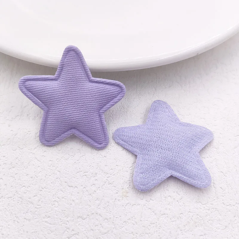 60Pcs/Lot 3.5CM Fabric Star Padded Appliques For DIY Handmade Children Headwear Garment Accessories Patches