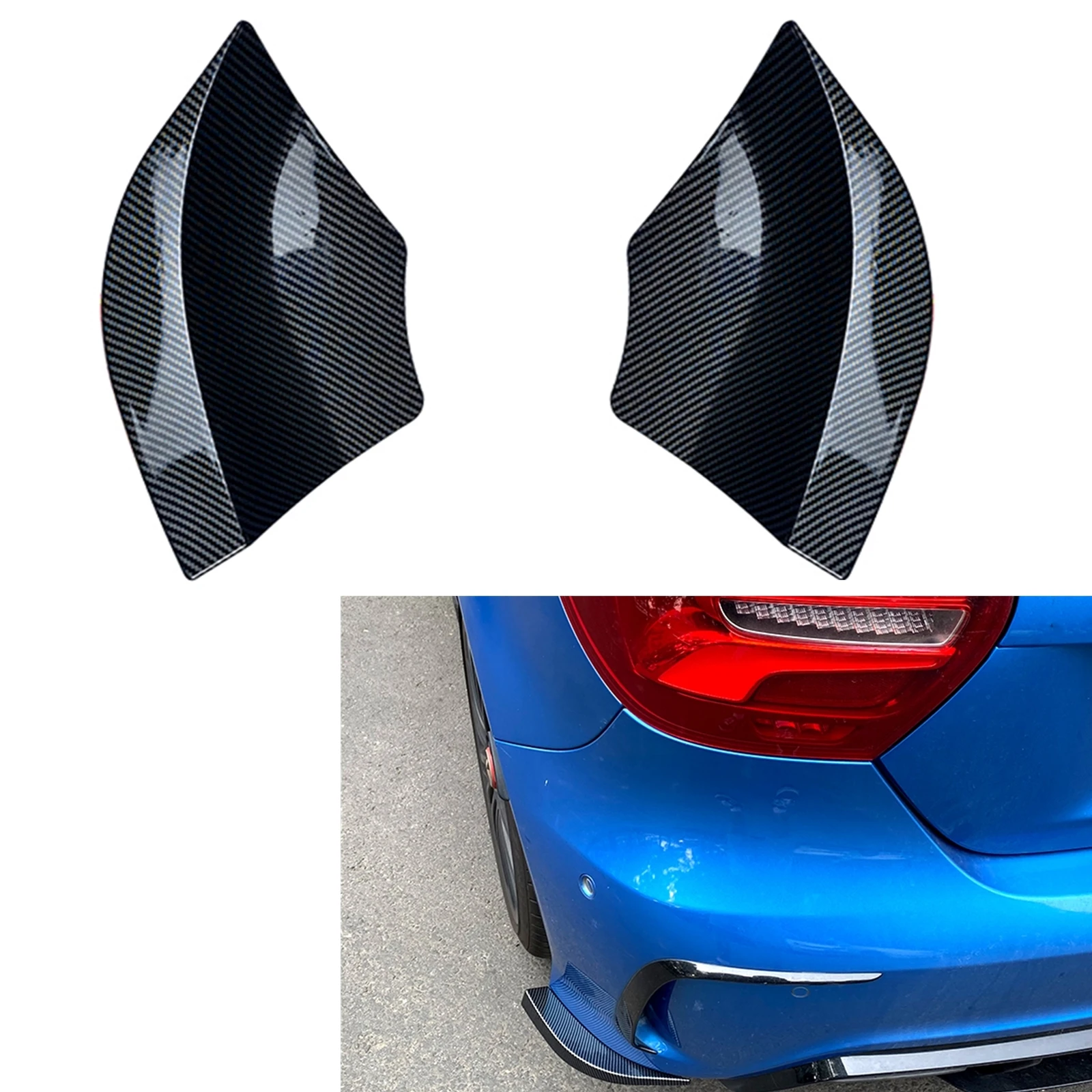 

Rear Bumper Side Splitter Cover For Mercedes Benz W176 2013-2018 A45 AMG Line Sport Carbon Fiber Look/Glossy Black Lower Spoiler