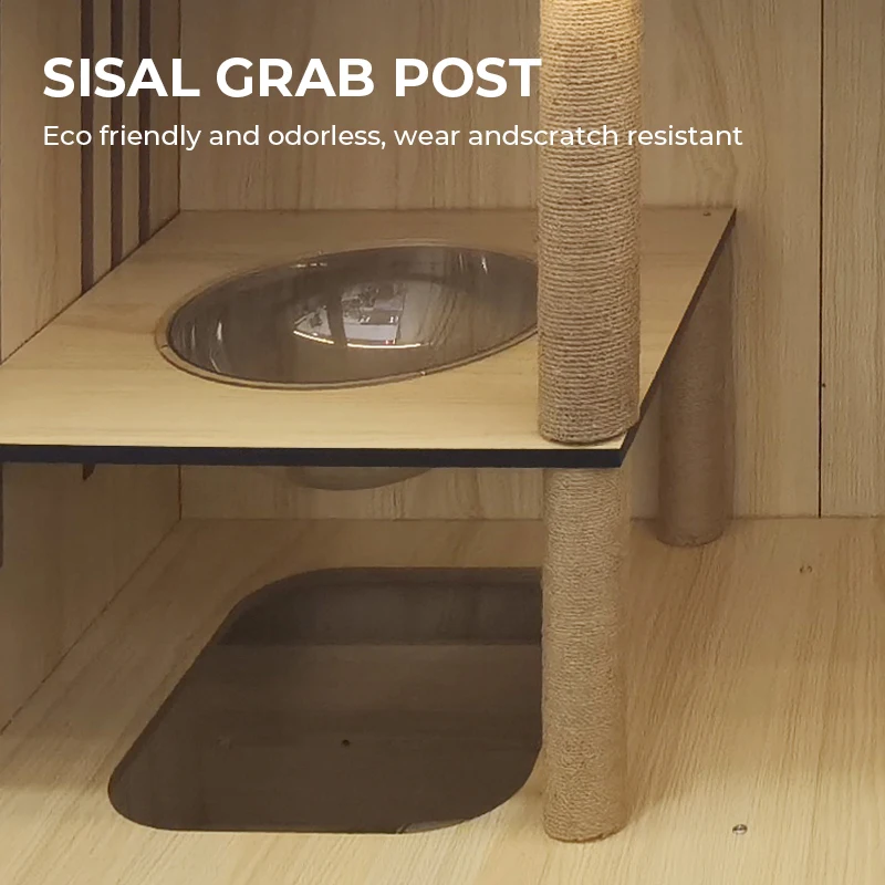 Indoor  Multi Levels Luxury Cat House Wooden Pet Cage Furniture Cat Nest Tree House Cat Villa