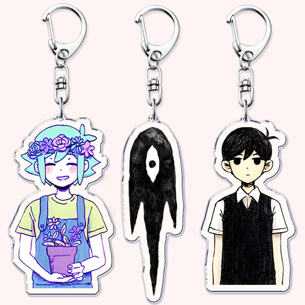 Juego Omori llavero para accesorios bolsos Albahaca Mari Aubery Hero Sunny algo de ojo llavero con anilla joyería regalos para seguidores