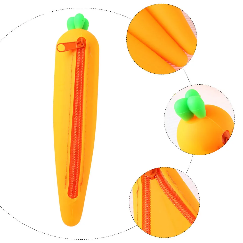 1 قطعة حقيبة أقلام رصاص على شكل جزرة لمسة مريحة شكل اللون الحقيقي مثالية للقرطاسية المدرسية حقيبة أقلام رصاص الجزر