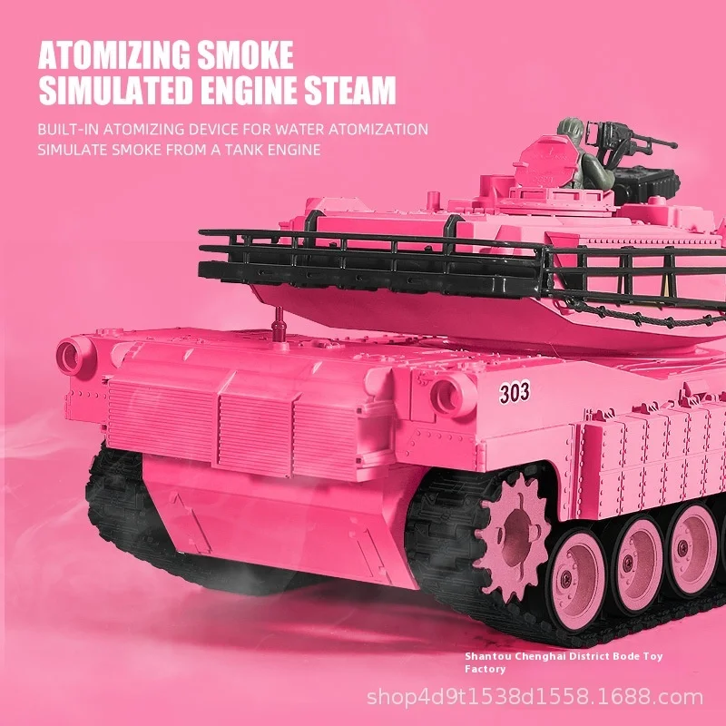 Cross-BorderรีโมทคอนโทรลถังMerkava M1a2 สีชมพูTrackเด็กไฟฟ้าทหารรุ่นเด็กผู้หญิงของเล่นคริสต์มาสของขวัญ