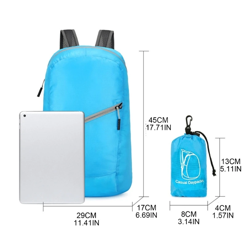 E74b mochila leve dobrada ar livre bolsa viagem para homens mulheres mochilas capacidade