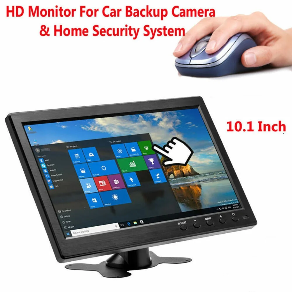 

LCD HD Monitor Portable 10.1" Mini TV & Computer Display 2 Channel Video Input Security Monitor With Speaker HDMI VGA