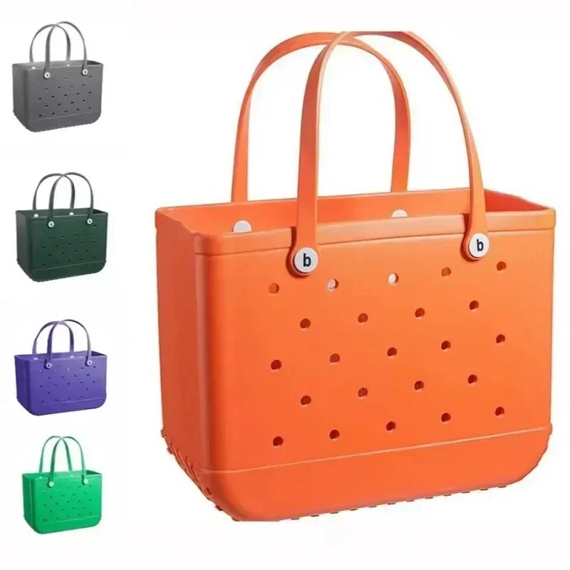 Large Beach Tote Bags Fashion Summer Storage Baskets Eva Rubber Jelly Storage Handbag Solid Color Mummy Bags Clothes Organizer