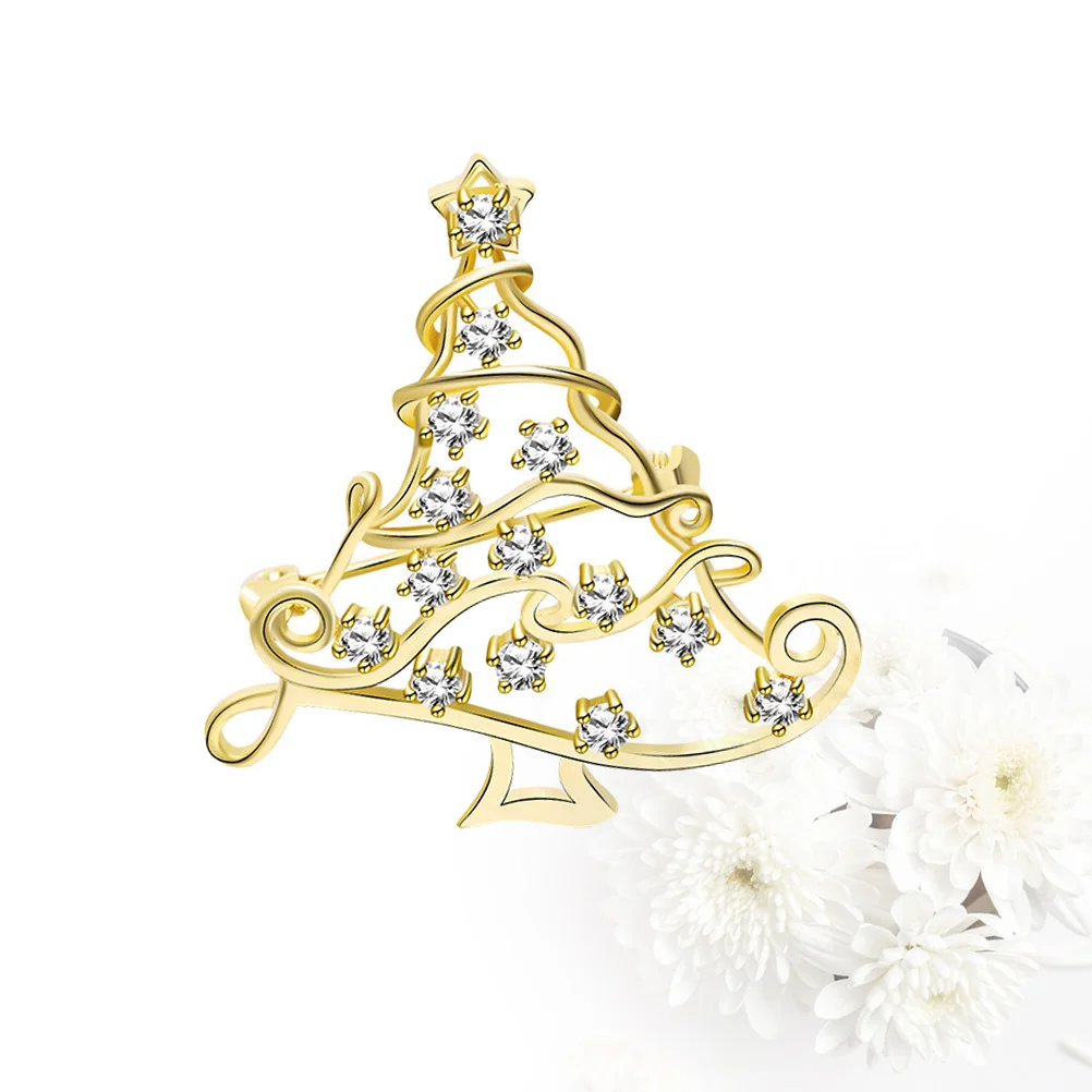

1Pcs Christmas Tree Shaped Brooch Metal Alloy Delicate Xmas Breastpin Holiday Party Accessory Metal Brooch Xmas Breastpin