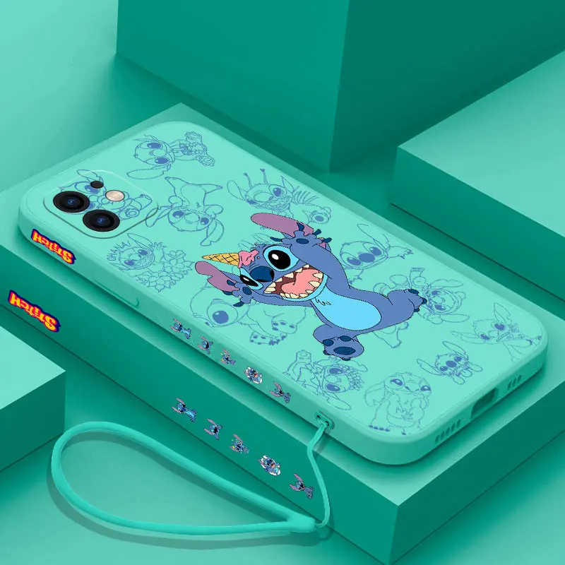 Funny Cute Disney Stitch Case For Samsung A54 A34 A73 A53 A33 A23 A14 A13A72 A52 A52S A32 A22 A12 A71 A51 4G 5G with Hand Strap