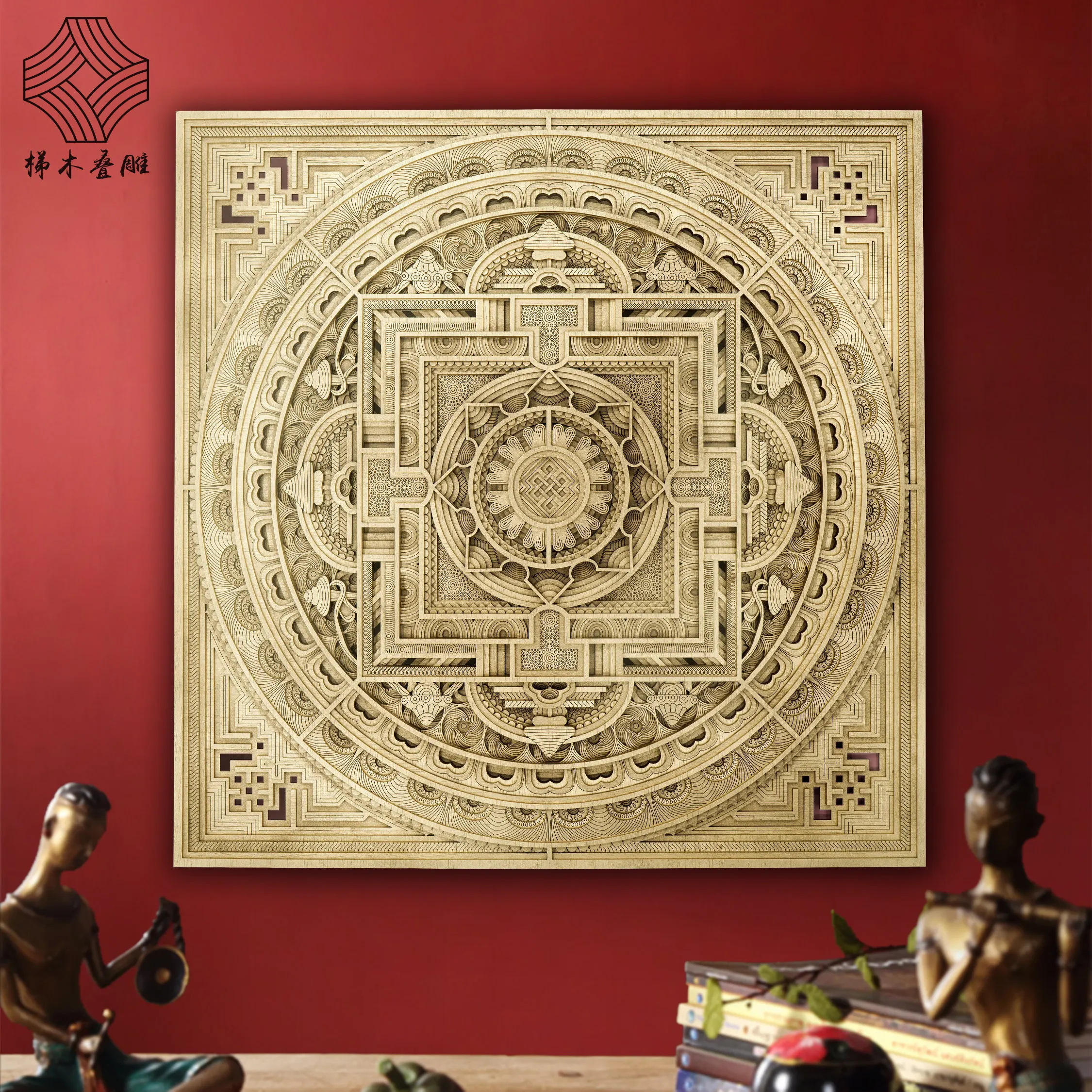 Creative Mandala City Painting South East Asia Three-dimensional Abstract Hanging Painting Yoga Studio Background Wall