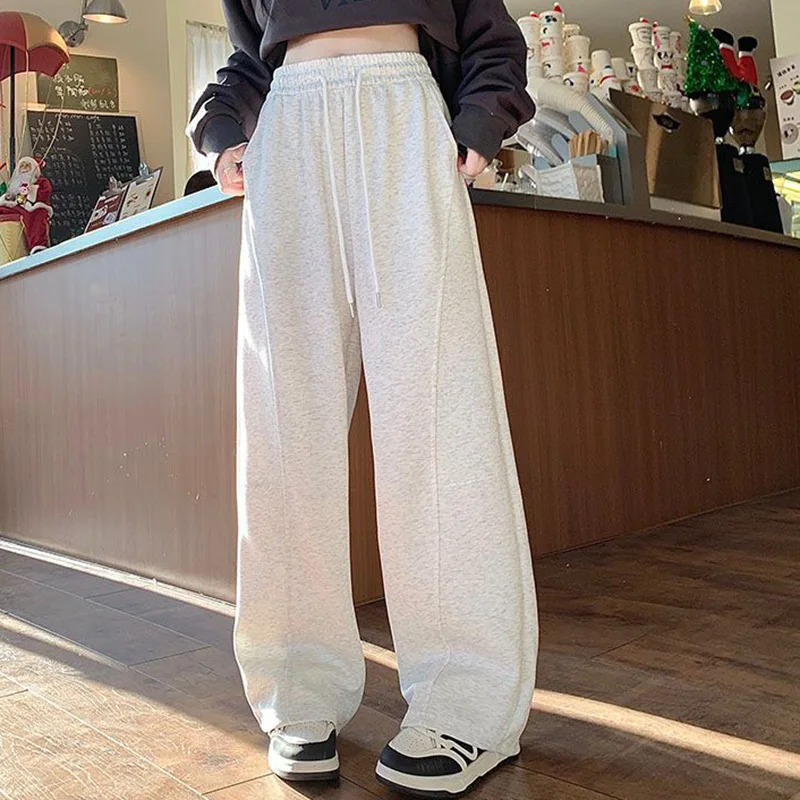 Hot Sale Female Thin High Waist Sweatpants Girls Korean Fashion Long Pants Female Casual Solid Wide Leg Trousers