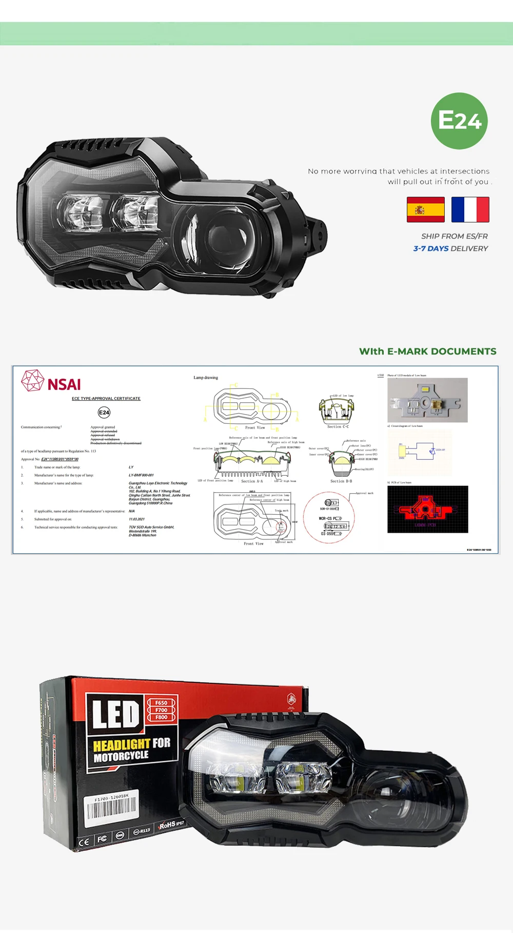 KEMIMOTO E-Mark-zugelassene Scheinwerfer für BMW F800GS ADV F800R F650GS F700GS Motorradbeleuchtung, komplette LED-Scheinwerfer-Baugruppe – Detail 18