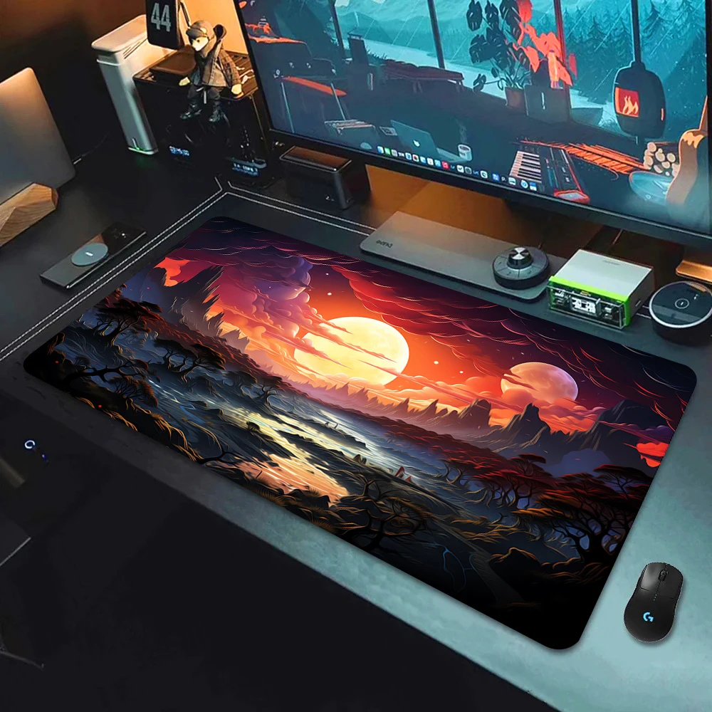 Large Gaming Mouse Pad Landscape Keyboard Mat Carpet  Print Space Mousepad Computer Galaxy Non-Slip Rubber Big Desk Mat