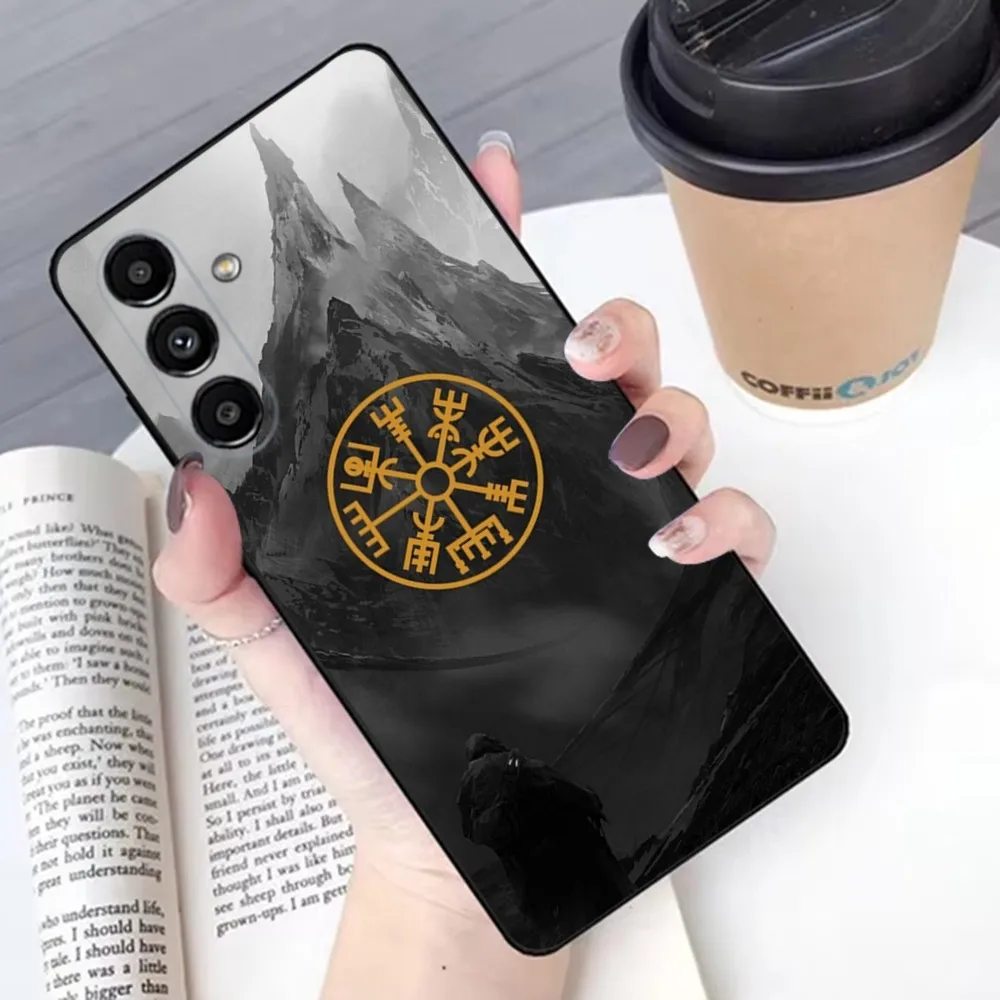 V-Viking V-Vegvisir Logo Phone Case For Samsung S 25,24,21,22,23,30,20,Ultra,Plus,Fe,Lite,Note,10,9,5G Black Soft