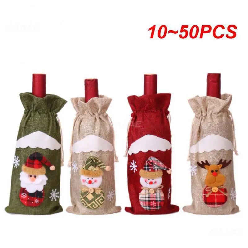 10~50PCS Christmas Bottle Covers Festive Atmosphere Perfect Size Cloth Cute Party Decoration Ornaments Champagne Bottle Bag Diy