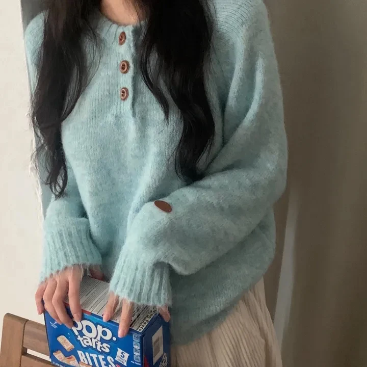 

Шикарный повседневный женский свитер круглого цвета, свободный, мягкий, удобный, осенне-зимний, корейский, универсальный, простой, персональный...