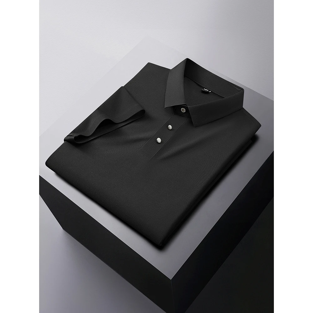 

Summer Thin Large Size Men's ort Sve T-irt Pure Color Flip Collar Overhead Loose Fit Daily Wear Nylon Fabric No Brand