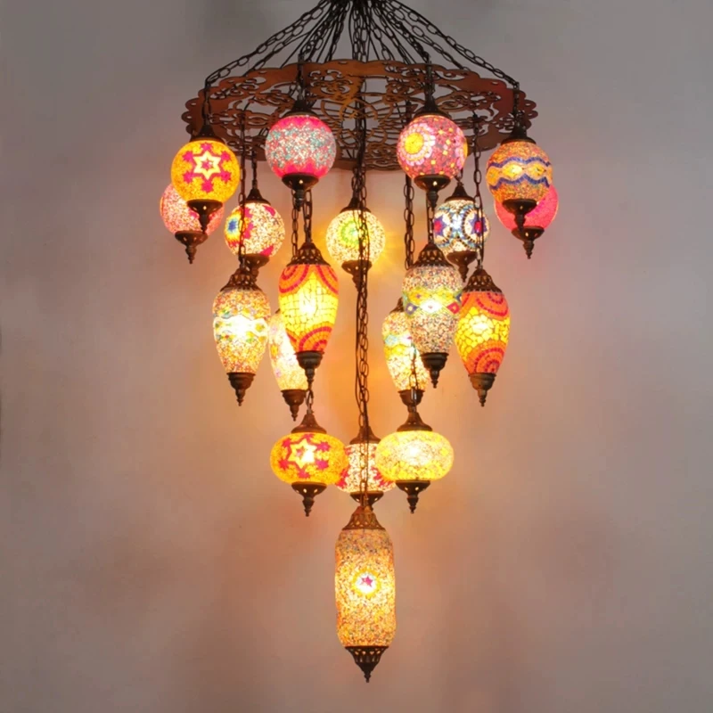 Vintage Southeast Asian Hotel Lobby Chandelier Restaurant Corridor Neoclassical Balcony Teahouse Art Chandelier