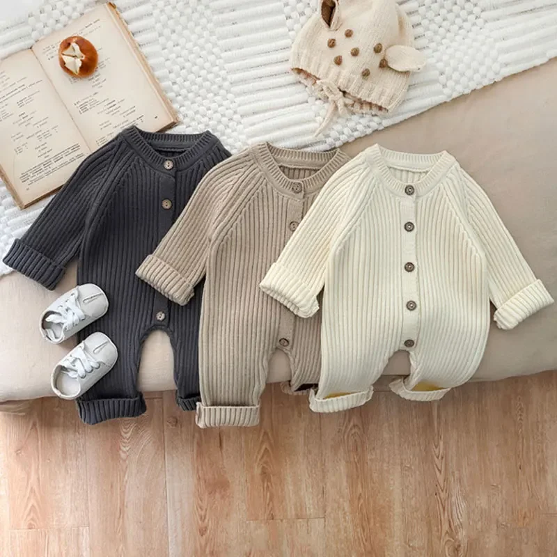 

Baby Rompers Winter Thicken Bodysuits for Kids Warm Infant Boy Girls One-pieces Toddler Knitted Romper New Born Girl Clothes