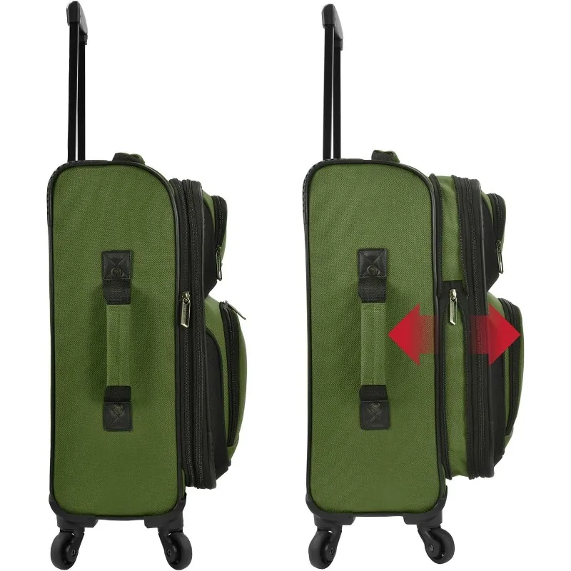 حقيبة ريو خفيفة الوزن للحمل مقاس 20 بوصة بتصميم قابل للتوسيع من جانب ناعم، متينة، للأعمال والسفر، أخضر، 4 عجلات