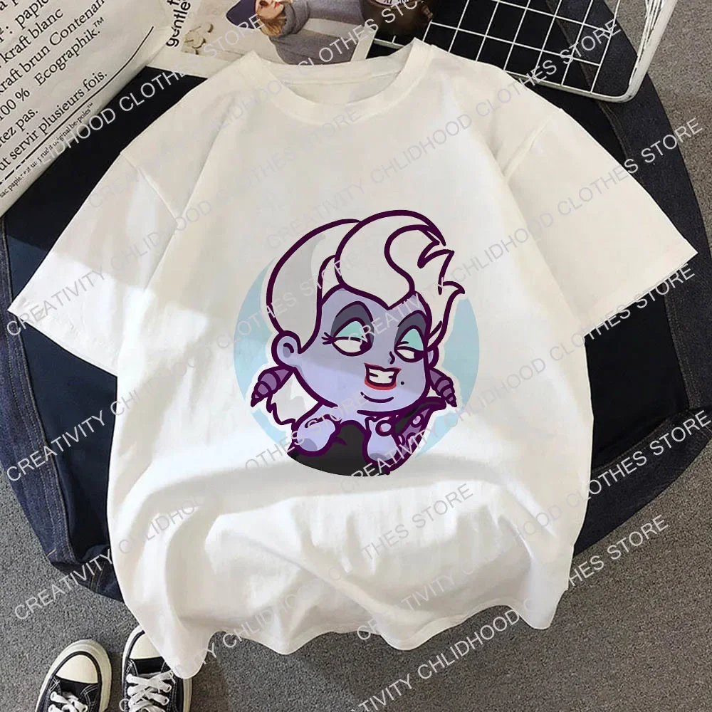 Disney Villains Children T-shirt for Girls Clothes Bad Girl Kawaii Tee Shirts Cartoons Summer Casual Kid Boy Short Sleeve Tops