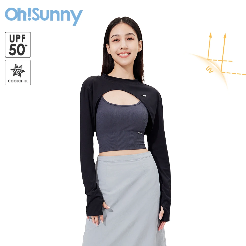 OhSunny Women Summer Fashion Design Sunscreen Shawl Coat Coolchill Fabric Yoga Anti-UV UPF50+ Sunshade Slim Pullover Clothing