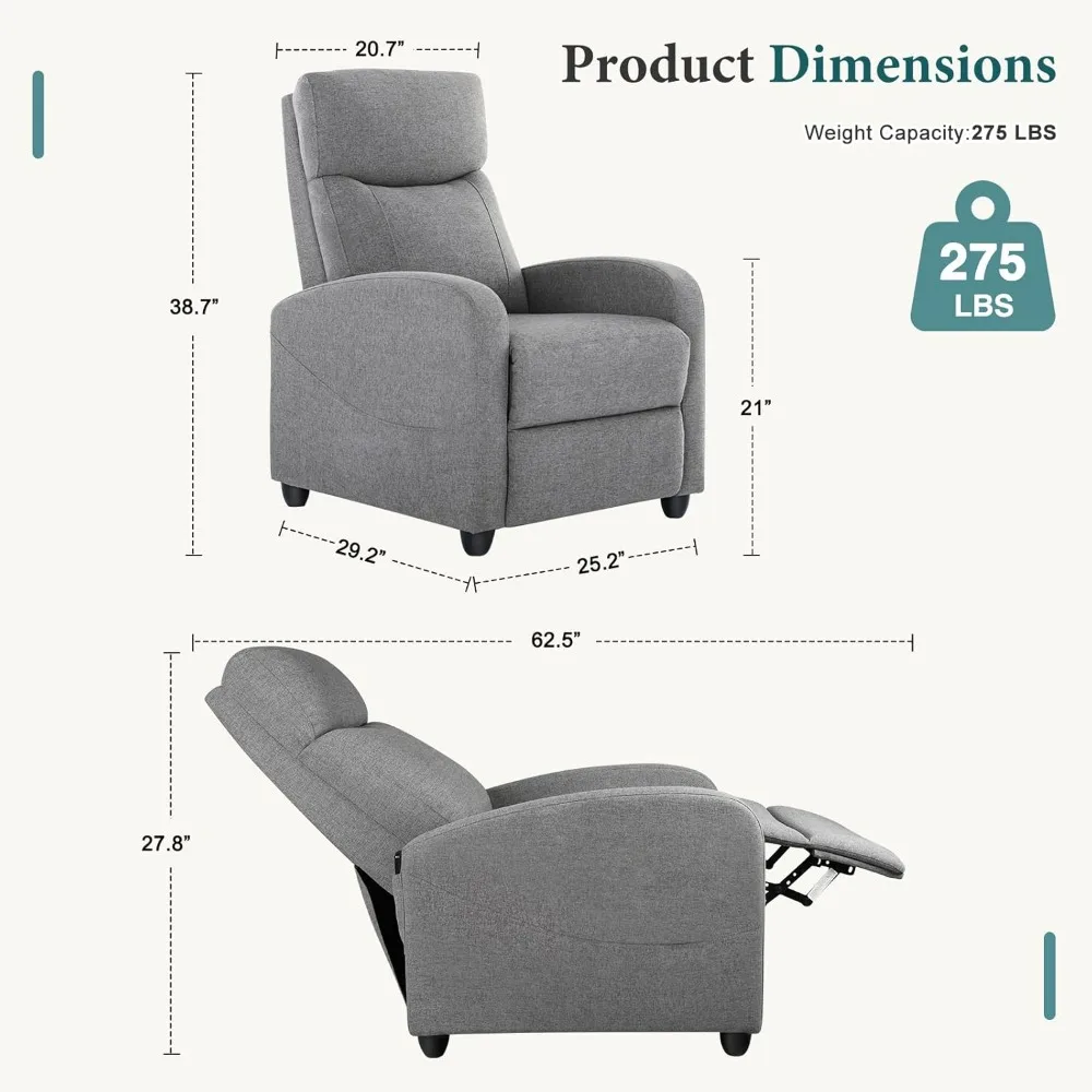 Recliner Chair Living Room Recliner with Adjustable Backrest and Footrest Modern Design for Home Upholstered Armchair