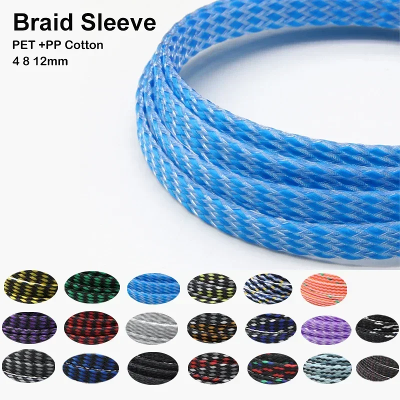 1/5/20/50M Expanded Braid Sleeve PP Cotton PET Yarn 4 8 12mm Soft Wire Wrap Insulated Cable Protection Line Harness Cable Sheath