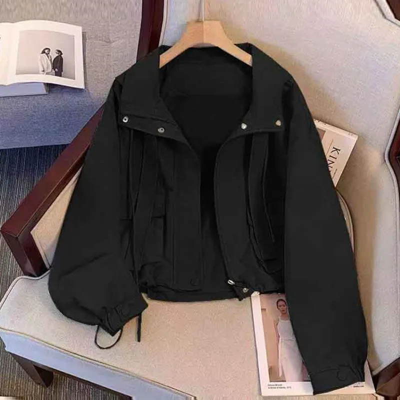 Women Fashion Long Sleeve Coat Casual Style Elegant High Street Vintage Chic Solid Hooded High Street Office Lady Tops