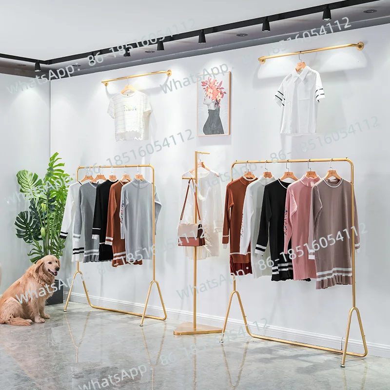 

Clothing store hanger display rack wrought iron gold clothing rack display floor-to-ceiling hanger