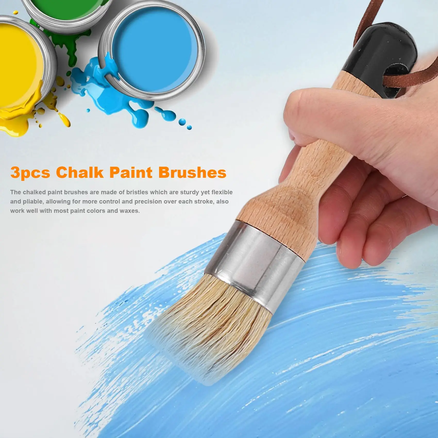 AS94-3Pack Pennelli per gesso e cera Pennelli per stencil in setole per mobili in legno Decorazione della parete di casa