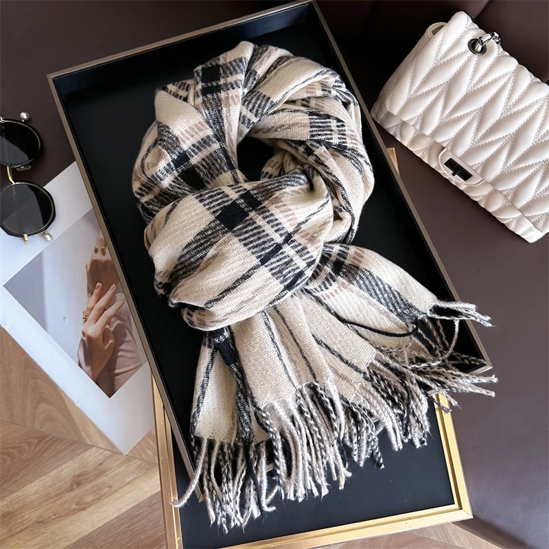 Casual Women\'s Autumn/Winter Classic Versatile Tassel Imitation Cashmere Scarf Warm Pashmina Shawl Wrap Wholesale