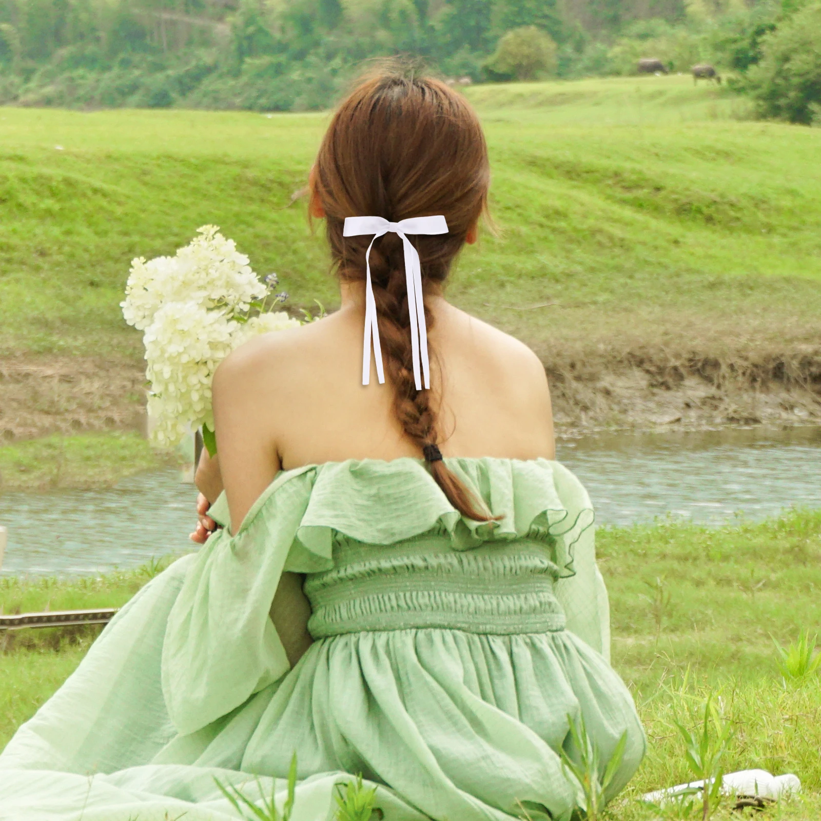 

8pcs Ribbon Bow Clips Tassel Long Tail Bowknot Metal Barrettes Soft Durable Accessories Women Party Wedding Daily