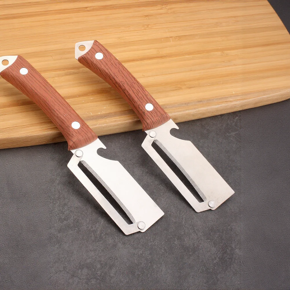 1/2Pcs Kitchen Peeler Bottle Opener Stainless Steel Fruits And Vegetables Peeler Wood Handle Peeling Slicing Tool