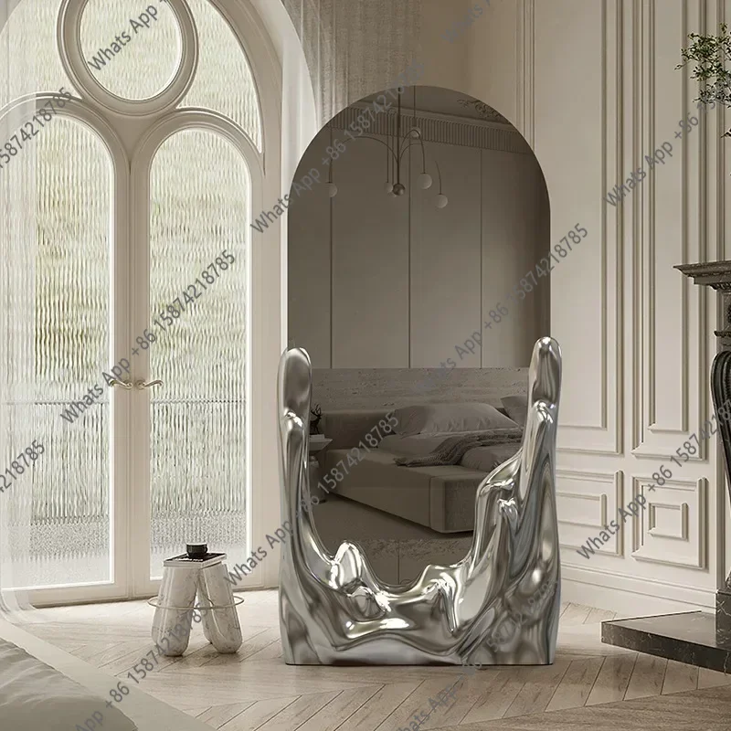 L-High-end Light Luxury Water Ripple Home Villa Floor Mirror Dressing Mirror Visual Decorative Mirror Z