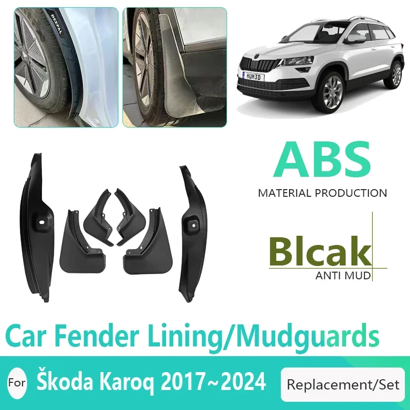 

Car Mud Guard For Škoda Karoq NU7 2017~2024 ABS Front Rear Fender Wheel Antifreeze Mudguards Mudflaps Flares Splash Accessories