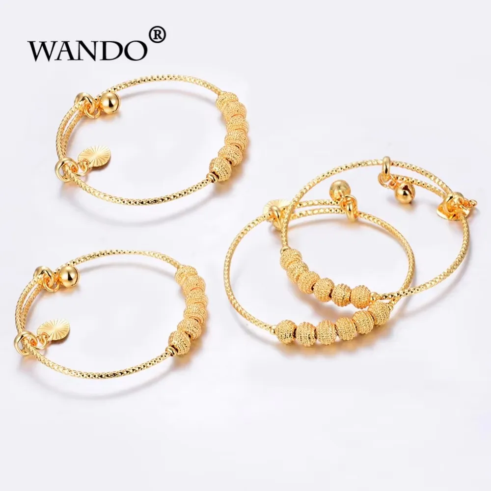 Trendy Children\'s bracelet Small Bangles&Bracelet Lovely Gold Color Charm Beads Baby Bracelet bangle Jewelry Gift