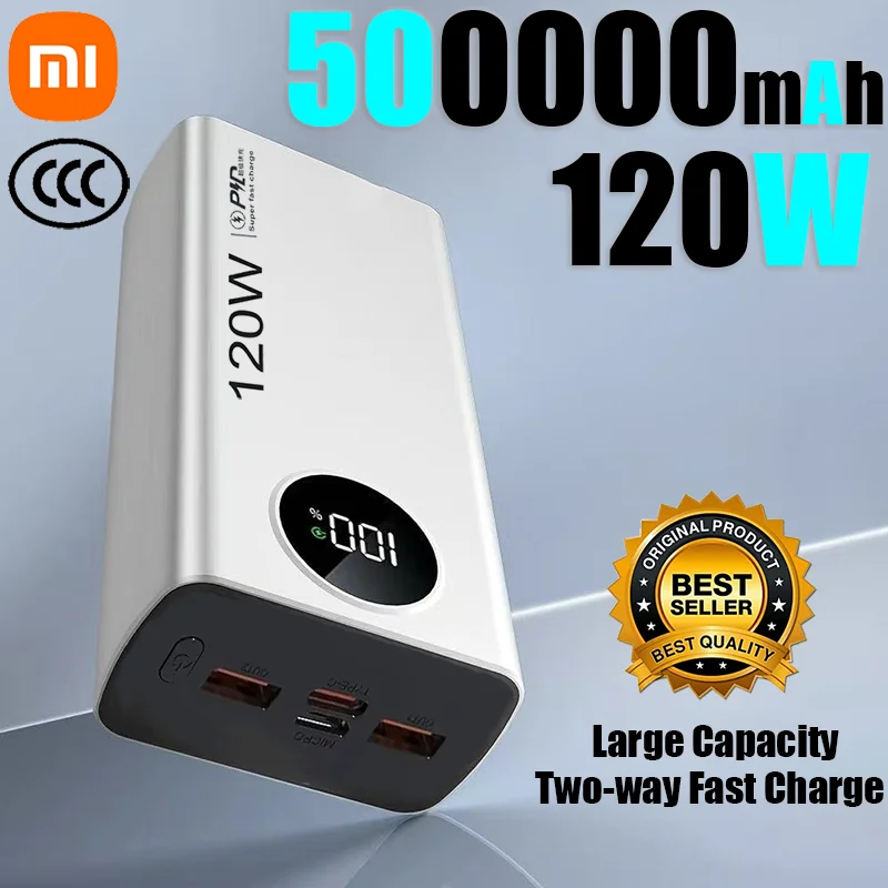 Портативный мобильный аккумулятор Xiaomi Ultra-fast Charging мощностью 120 Вт с большой емкостью 500 000 мАч — подходит для iPhone, Samsung и Vivo Портативный мобильный аккумулятор Xiaomi Ultra-fast Charging мощностью 120 Вт с большой емкостью 500 000 мАч — подходит для iPhone, Samsung и Vivo