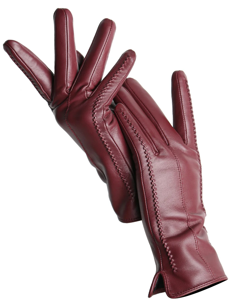 Women's sheepskin gloves winter warm plus velvet short thin touch screen driving color women's leather gloves good quality -2226