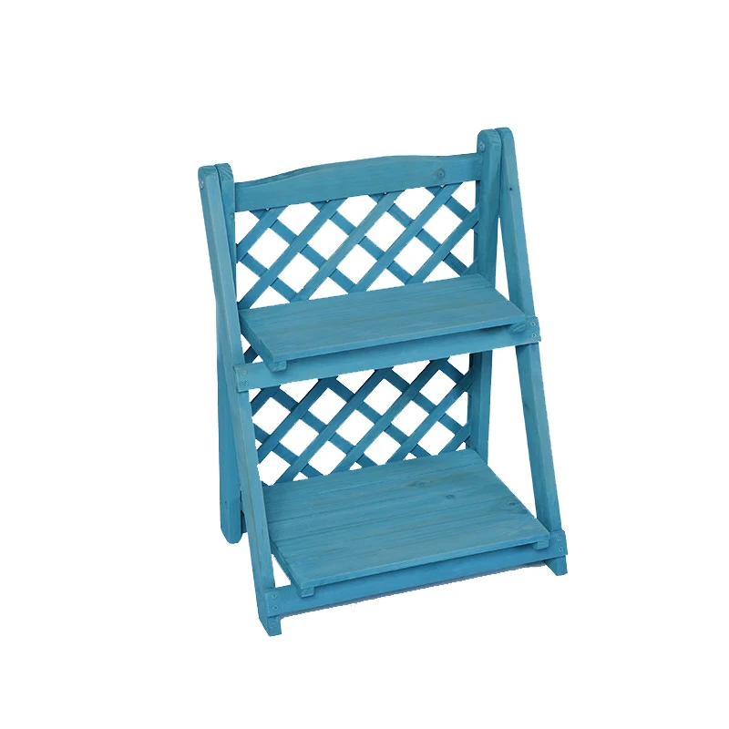 

Simple two-layer folding free small wooden shelf succulent table bay window mini solid wood flower rack rack cosmetic rack