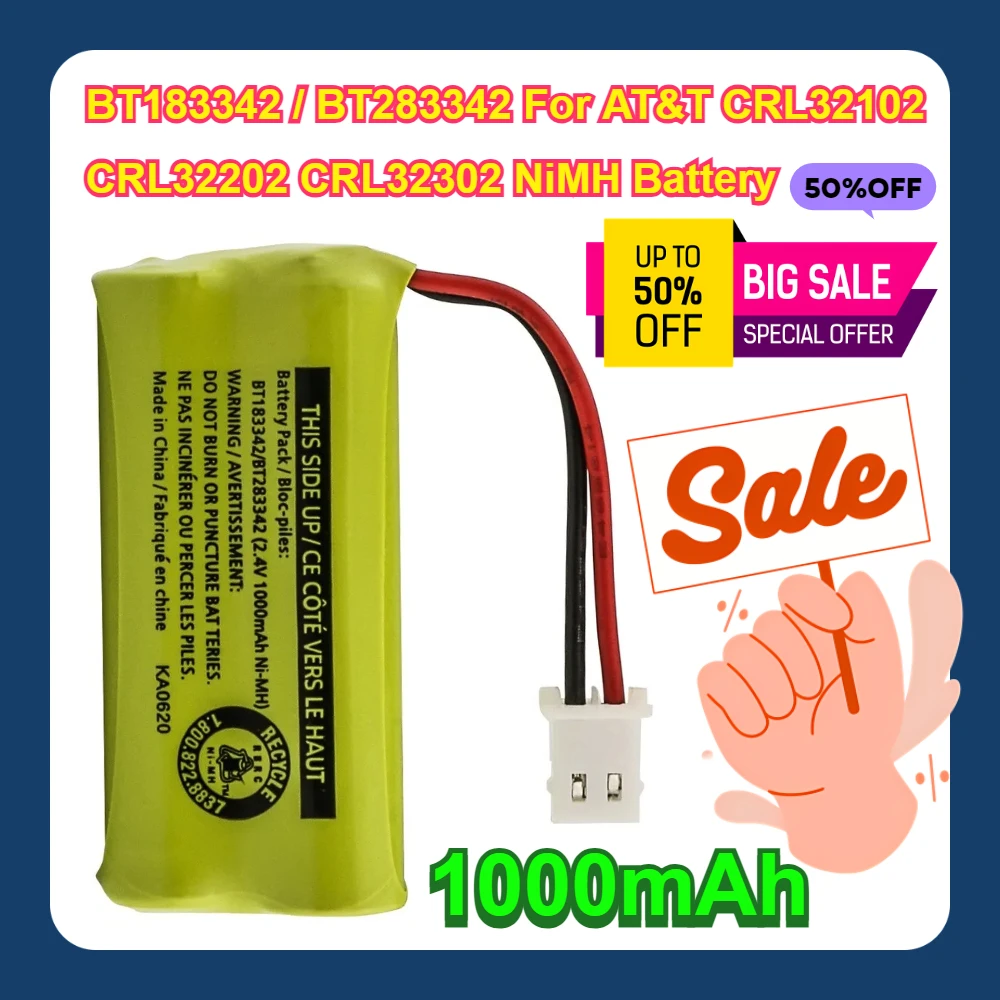 

1000mAh BT183342 / BT283342 For AT&T CRL32102 CRL32202 CRL32302 NiMH Battery